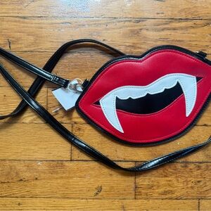 Vampire Lips Crossbody Bag - Red and Black